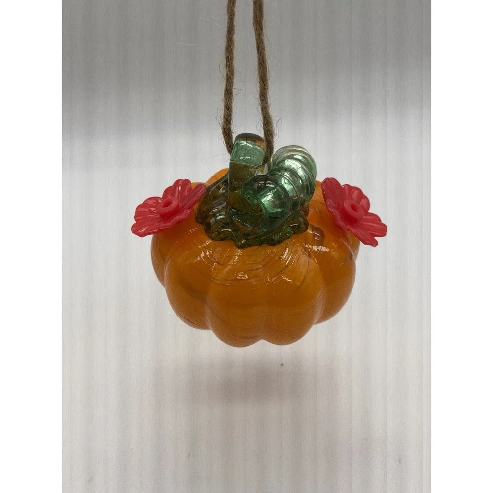 Small Glass Hummingbird Feeders for Outdoors Hanging - Hand Blown Glass Pumpkin